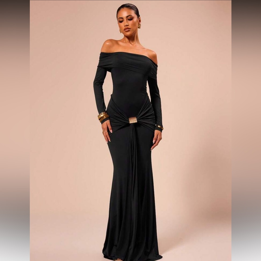 SHEIN Black One Shoulder Maxi Dress